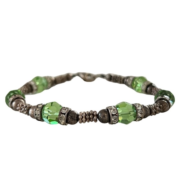 Green & Silver Beaded Bracelet - Picture 3 of 7